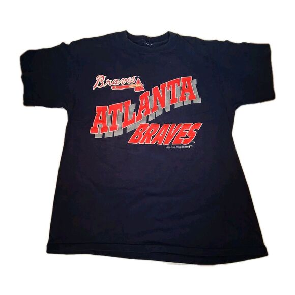 Logo 7 Vintage 90s Atlanta Braves MLB T-shirt Mens Medium Single Stitch Baseball - Picture 1 of 5